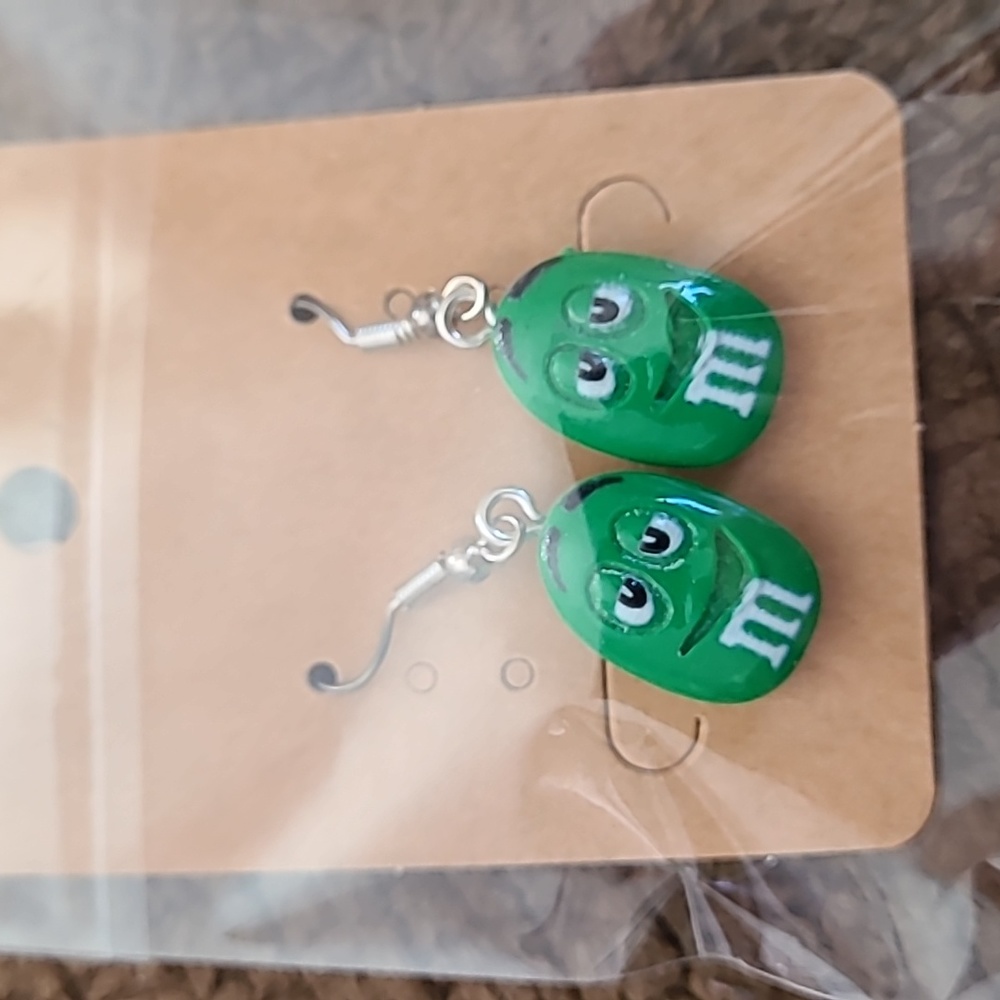 Green M &M Fashion Earrings